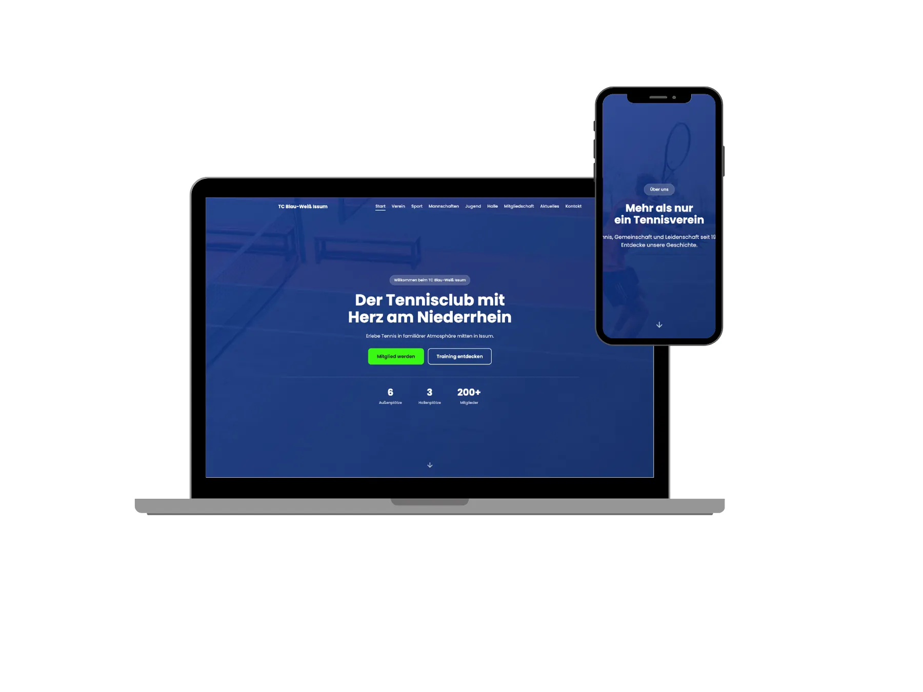 TC Blau-Weiß Issum — Website-Mockup
